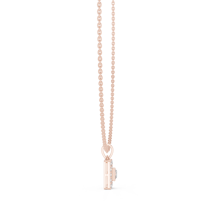 Elvarielle Princess & Round Diamond Pendant