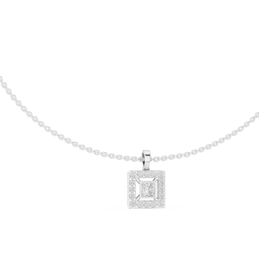 Elvarielle Princess & Round Diamond Pendant