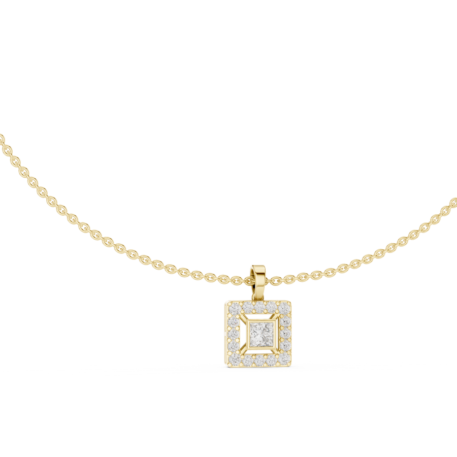 Elvarielle Princess & Round Diamond Pendant