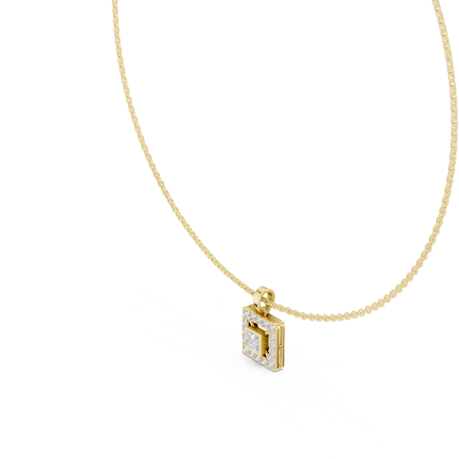 Elvarielle Princess & Round Diamond Pendant