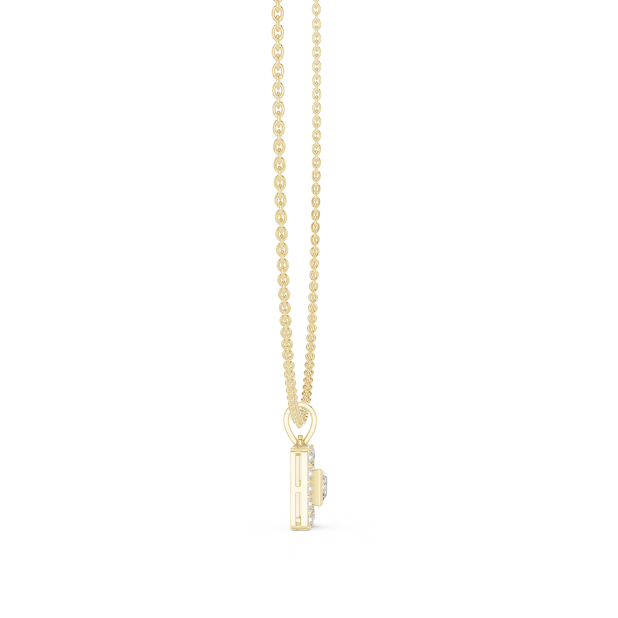 Elvarielle Princess & Round Diamond Pendant