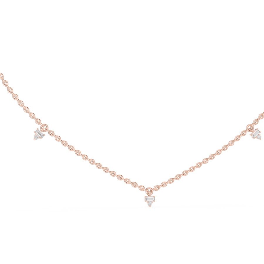 Minimalist Round & Baguette  Diamond Pendant