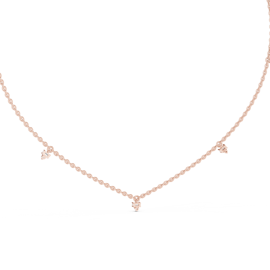 Minimalist Round & Baguette  Diamond Pendant