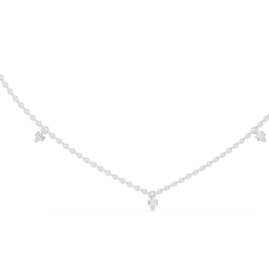 Minimalist Round & Baguette  Diamond Pendant
