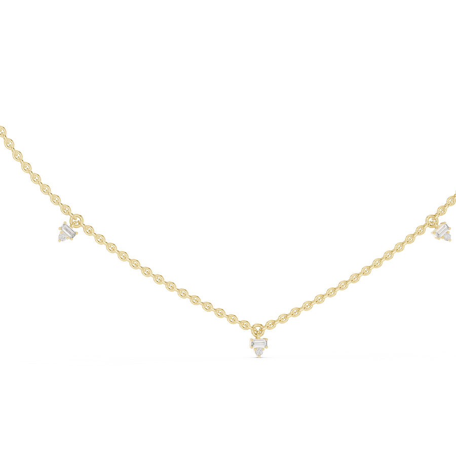 Minimalist Round & Baguette  Diamond Pendant