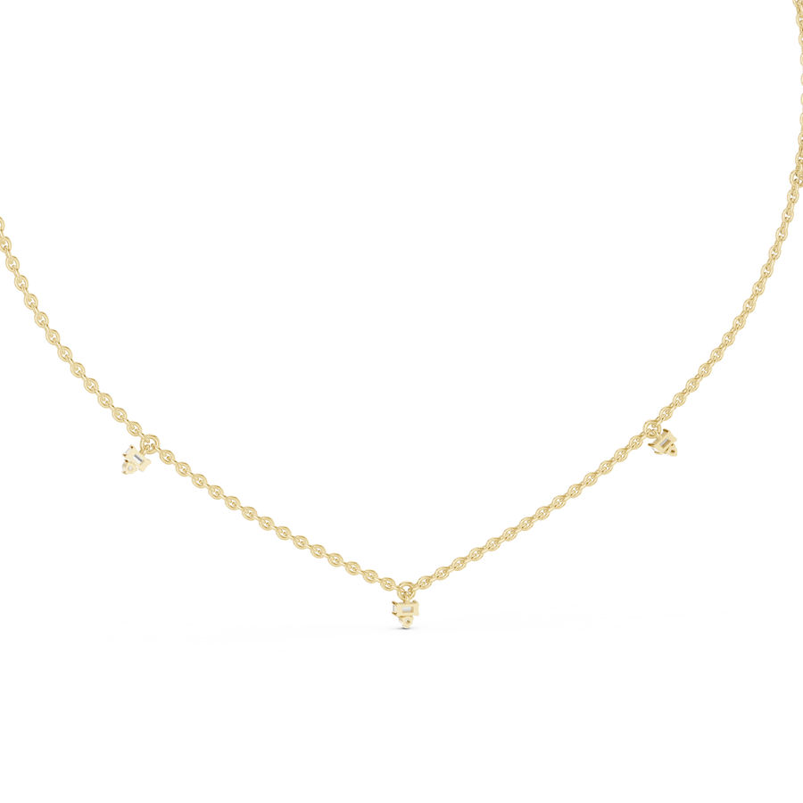 Minimalist Round & Baguette  Diamond Pendant