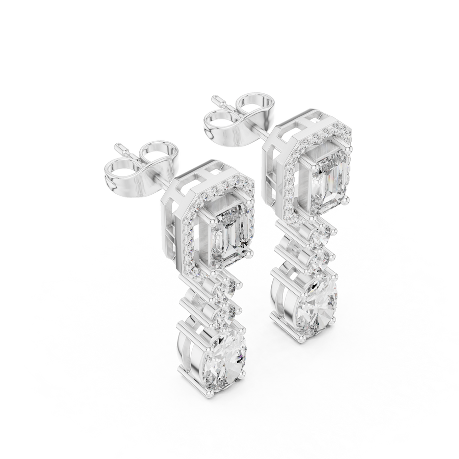 Calivienne Mixed-Cut Diamond Earrings