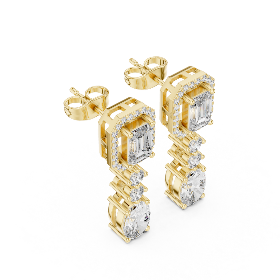 Calivienne Mixed-Cut Diamond Earrings