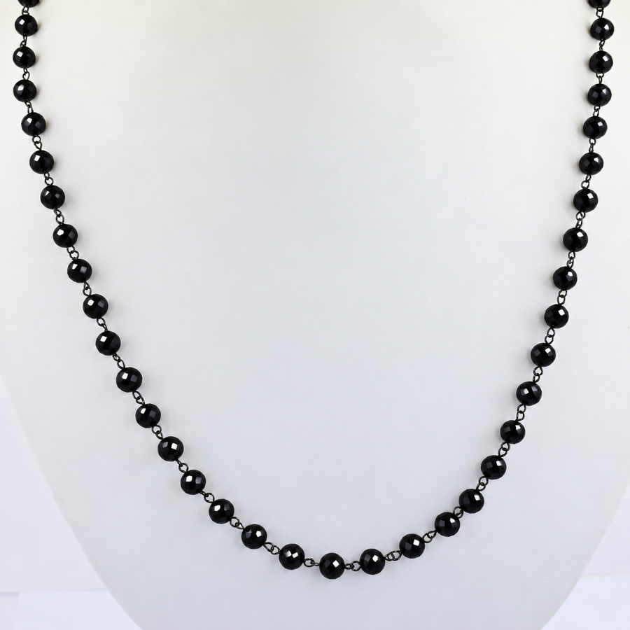 4 mm Black Diamond Chain Necklace with Solitaire Clasp, 925 Sterling Silver, 16–28 Inches + Certified! Free Diamond Studs.