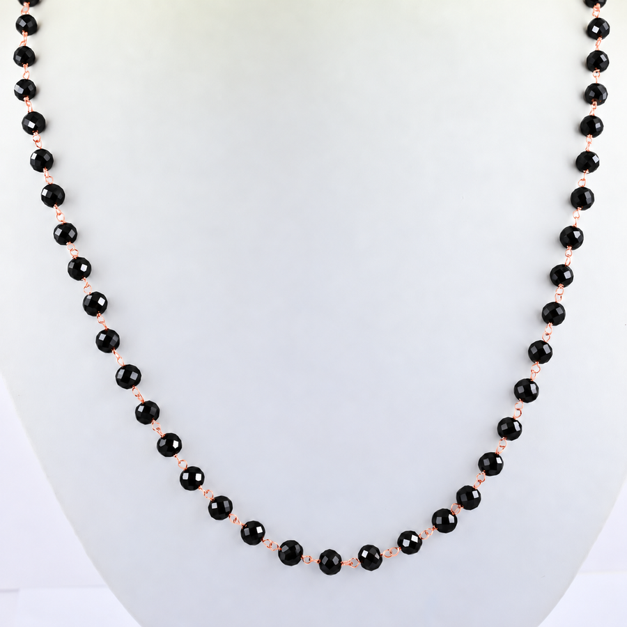 4 mm Black Diamond Chain Necklace with Solitaire Clasp, 925 Sterling Silver, 16–28 Inches + Certified! Free Diamond Studs.