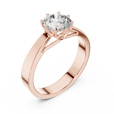 6.5 mm Round Diamond Solitaire Ring