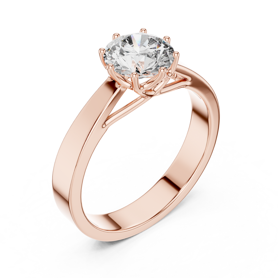 6.5 mm Round Diamond Solitaire Ring