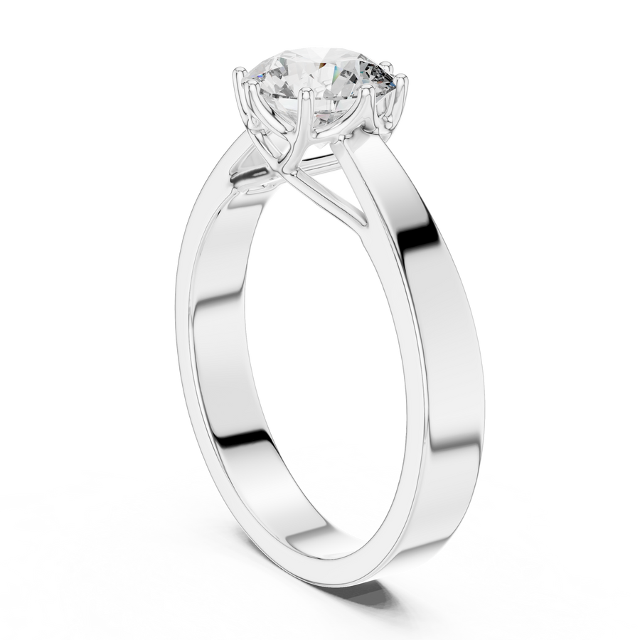 6.5 mm Round Diamond Solitaire Ring