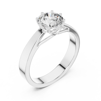 6.5 mm Round Diamond Solitaire Ring