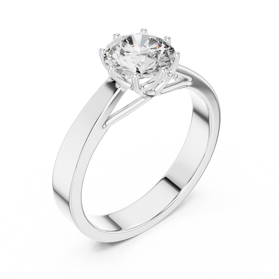 6.5 mm Round Diamond Solitaire Ring