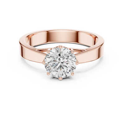 6.5 mm Round Diamond Solitaire Ring