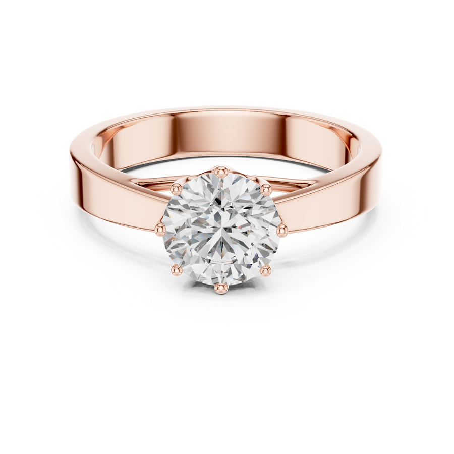 6.5 mm Round Diamond Solitaire Ring