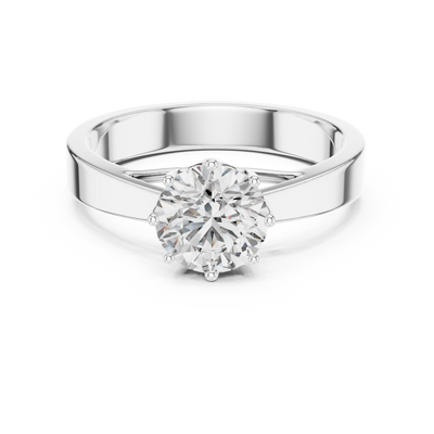 6.5 mm Round Diamond Solitaire Ring