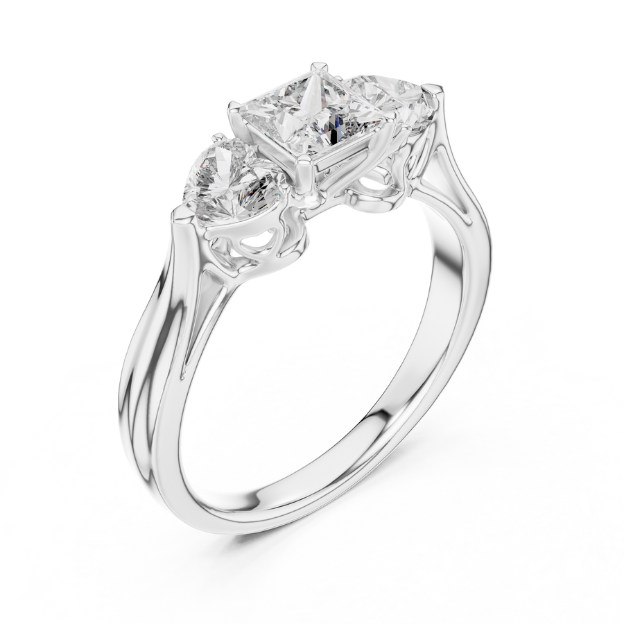 Cordelia 4.25 mm Princess & Heart Diamond Ring