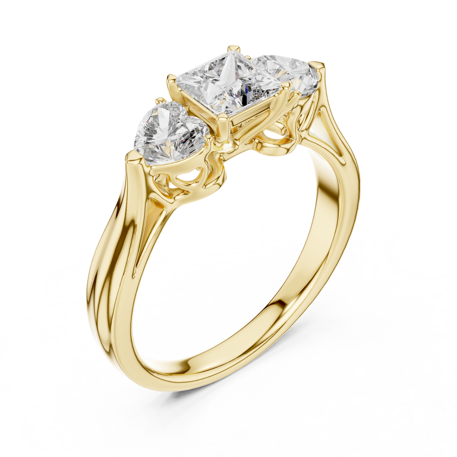 Cordelia 4.25 mm Princess & Heart Diamond Ring