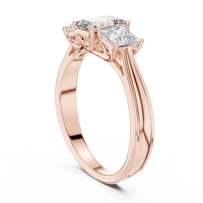 Aureline 6.00 × 4.00 mm Emerald & 3.75 mm Princess Diamond Ring