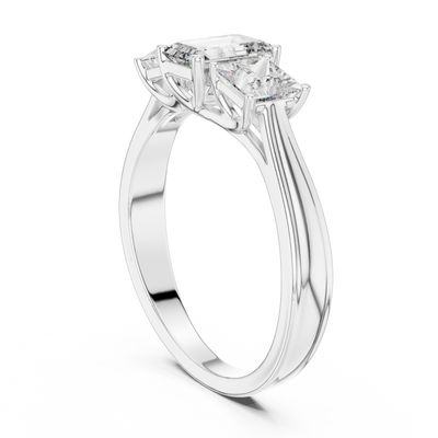 Aureline 6.00 × 4.00 mm Emerald & 3.75 mm Princess Diamond Ring