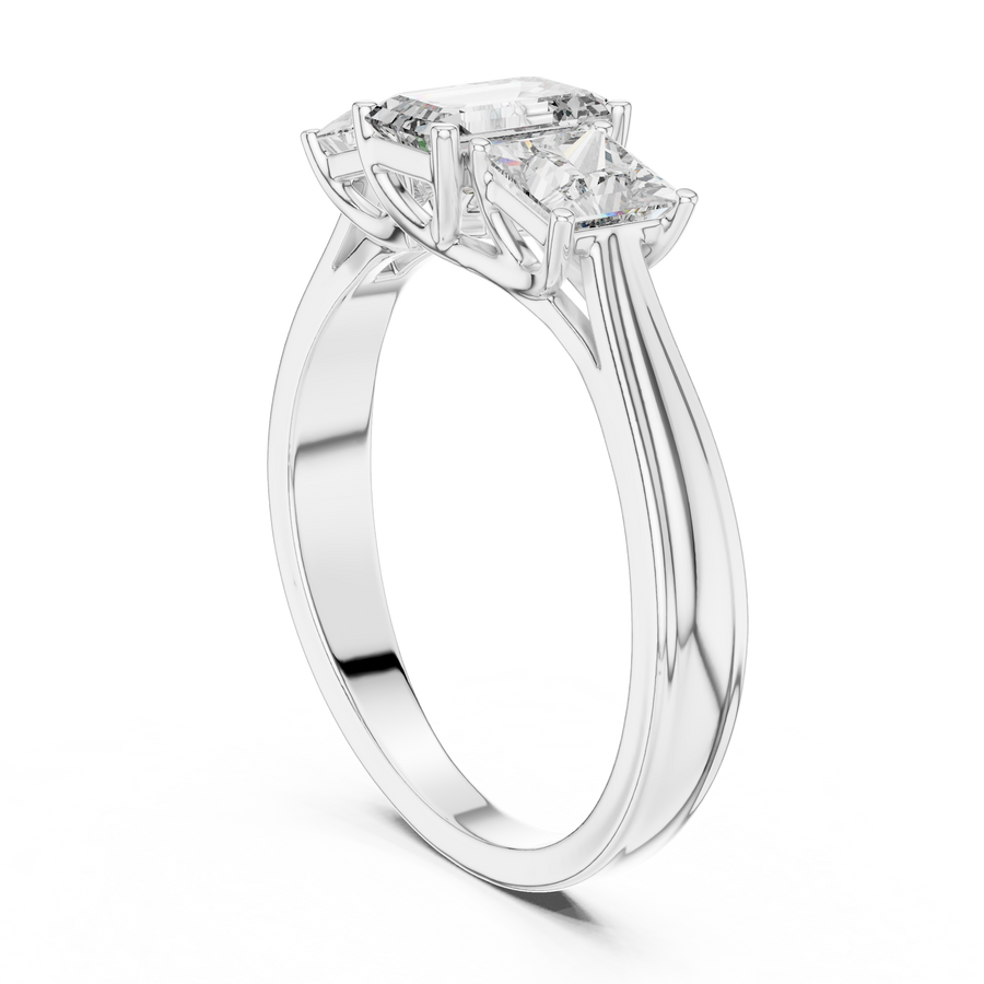 Aureline 6.00 × 4.00 mm Emerald & 3.75 mm Princess Diamond Ring