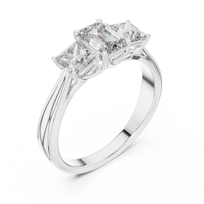 Aureline 6.00 × 4.00 mm Emerald & 3.75 mm Princess Diamond Ring