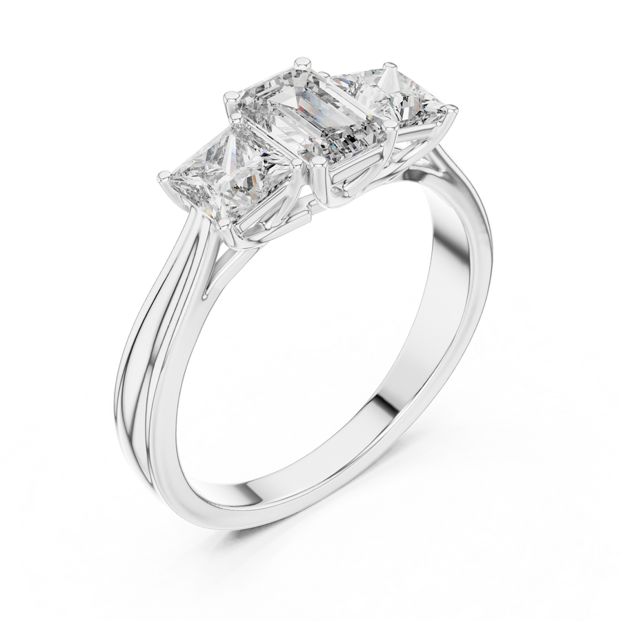 Aureline 6.00 × 4.00 mm Emerald & 3.75 mm Princess Diamond Ring