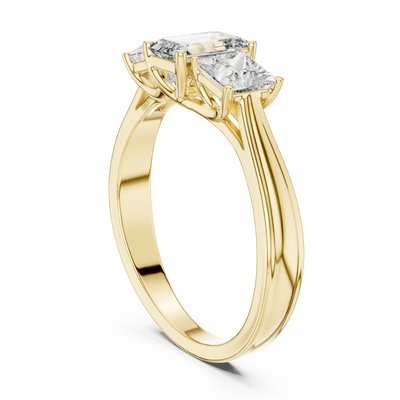 Aureline 6.00 × 4.00 mm Emerald & 3.75 mm Princess Diamond Ring