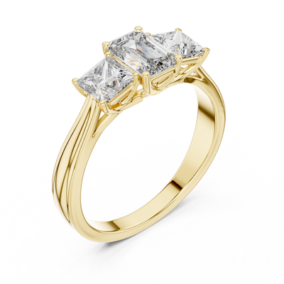 Aureline 6.00 × 4.00 mm Emerald & 3.75 mm Princess Diamond Ring