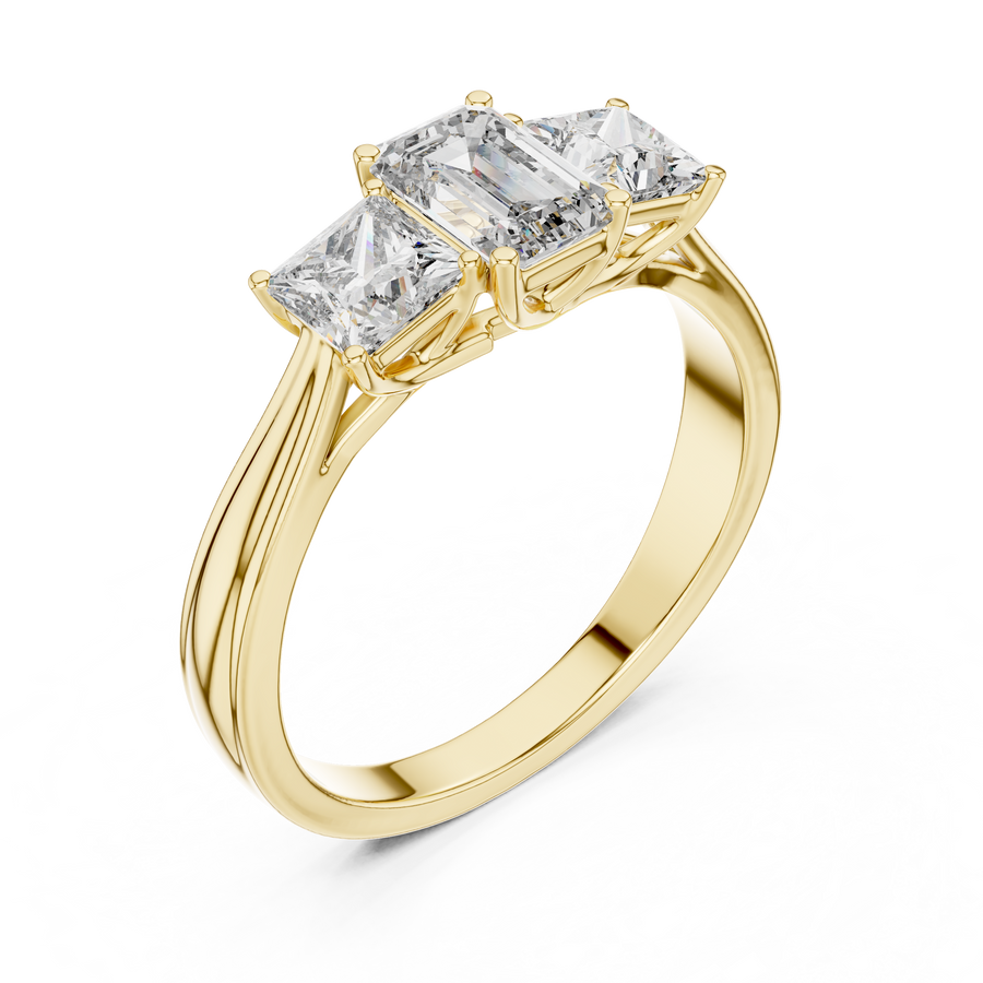 Aureline 6.00 × 4.00 mm Emerald & 3.75 mm Princess Diamond Ring