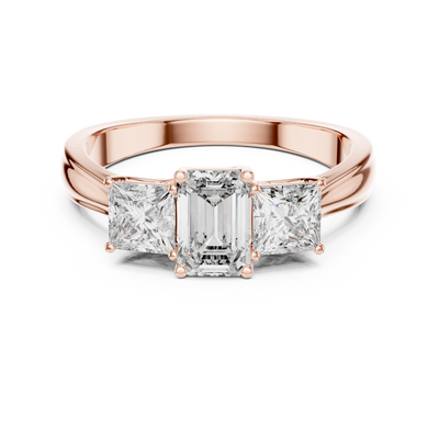 Aureline 6.00 × 4.00 mm Emerald & 3.75 mm Princess Diamond Ring