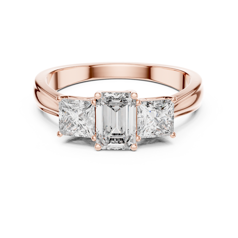Aureline 6.00 × 4.00 mm Emerald & 3.75 mm Princess Diamond Ring