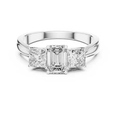 Aureline 6.00 × 4.00 mm Emerald & 3.75 mm Princess Diamond Ring