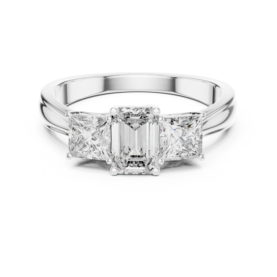 Aureline 6.00 × 4.00 mm Emerald & 3.75 mm Princess Diamond Ring