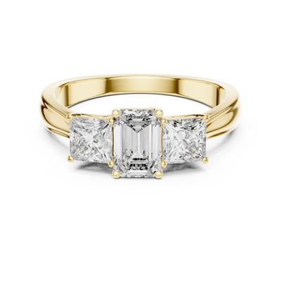 Aureline 6.00 × 4.00 mm Emerald & 3.75 mm Princess Diamond Ring