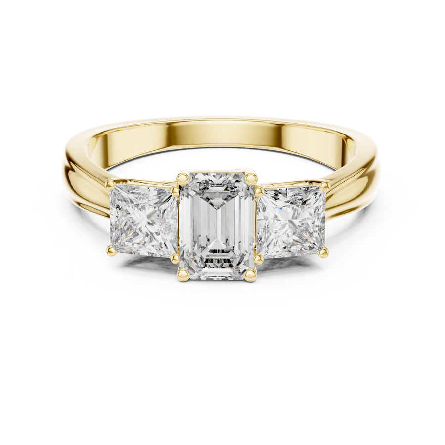 Aureline 6.00 × 4.00 mm Emerald & 3.75 mm Princess Diamond Ring