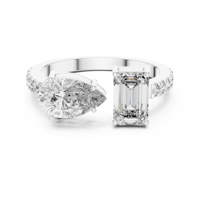 Mirevane Emerald & Pear Diamond Ring