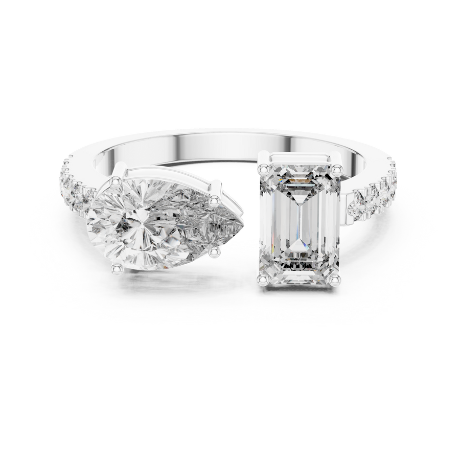 Mirevane Emerald & Pear Diamond Ring
