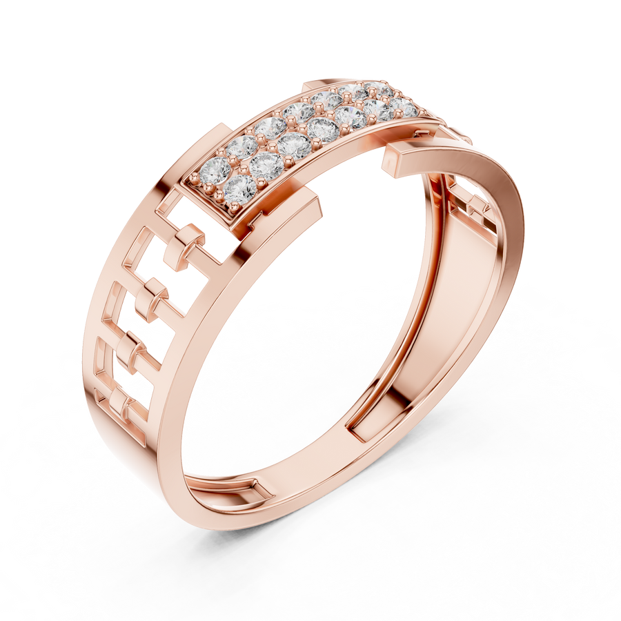 Virellia Linear Pavé Diamond Ring
