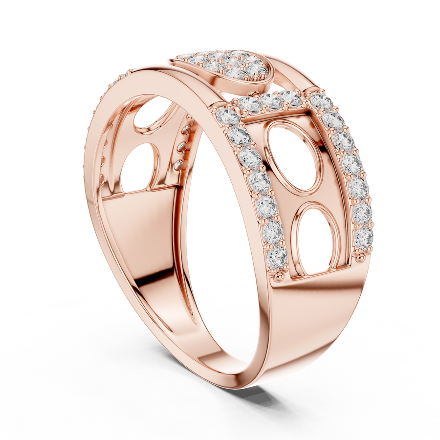Aurevienne Diagonal Pavé  Diamond Ring