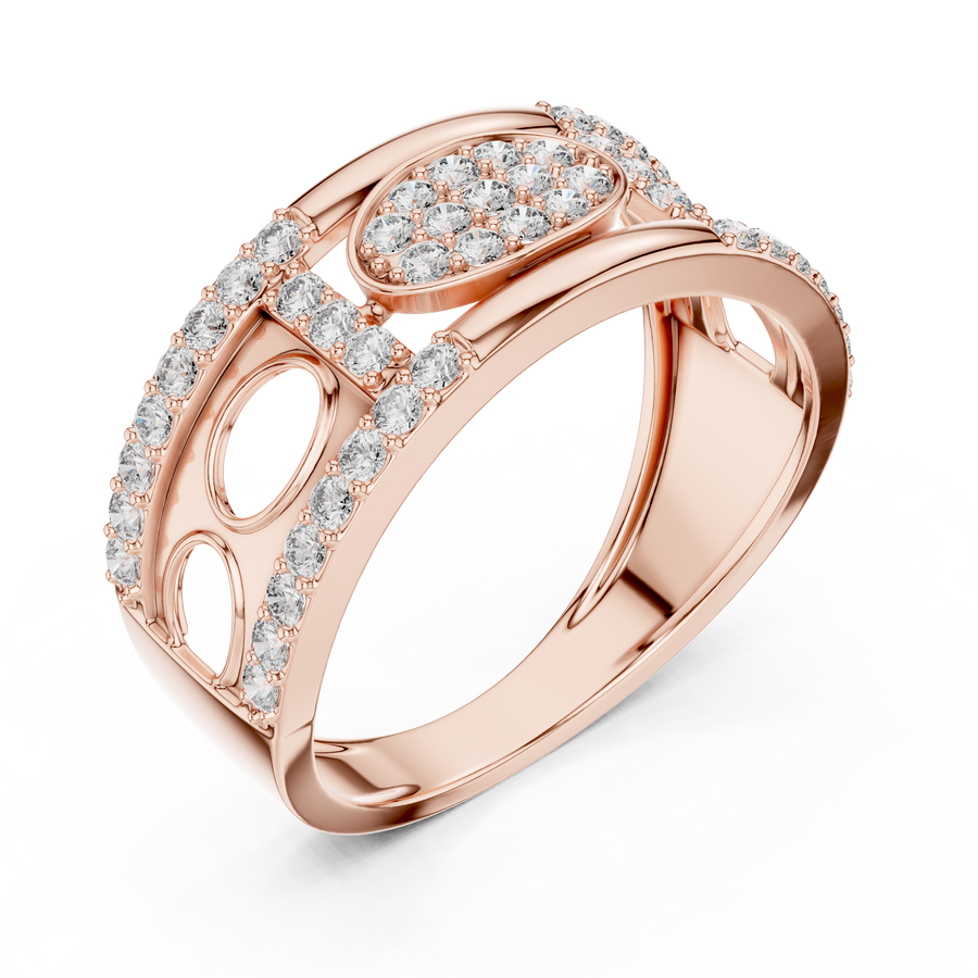 Aurevienne Diagonal Pavé  Diamond Ring