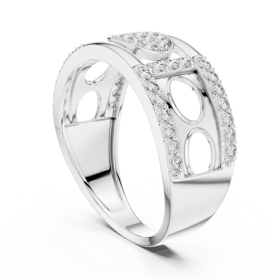 Aurevienne Diagonal Pavé  Diamond Ring