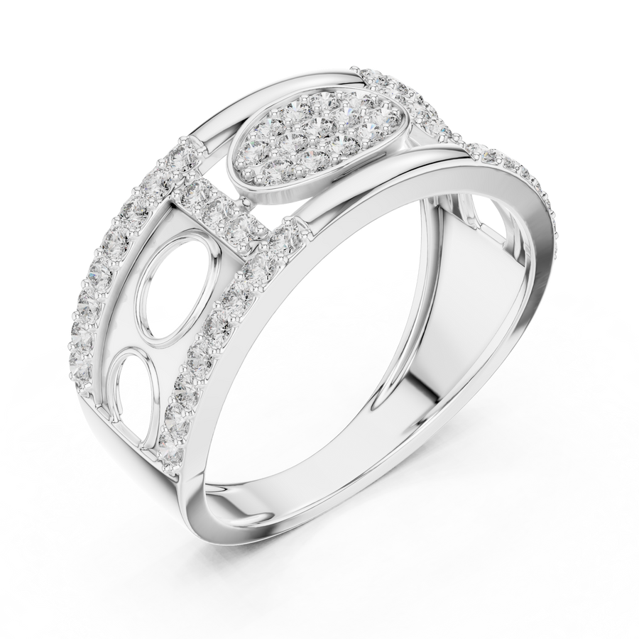 Aurevienne Diagonal Pavé  Diamond Ring