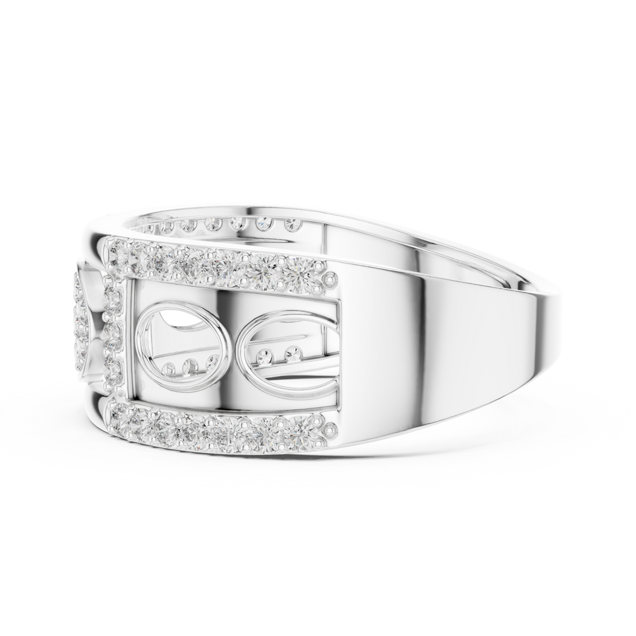 Aurevienne Diagonal Pavé  Diamond Ring