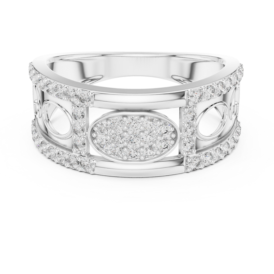 Aurevienne Diagonal Pavé  Diamond Ring