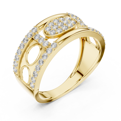 Aurevienne Diagonal Pavé  Diamond Ring