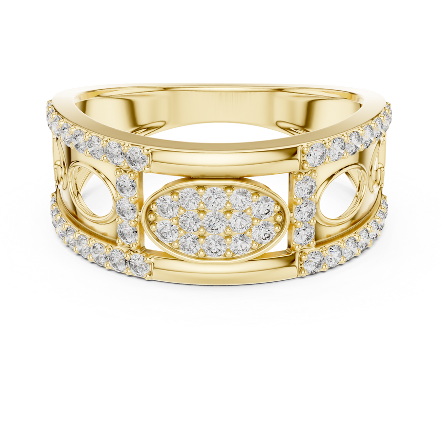 Aurevienne Diagonal Pavé  Diamond Ring