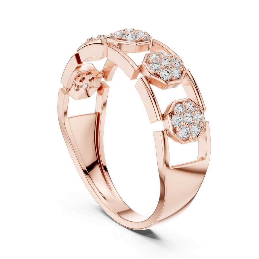 Lunavienne Triple-Cluster Round Diamond Ring
